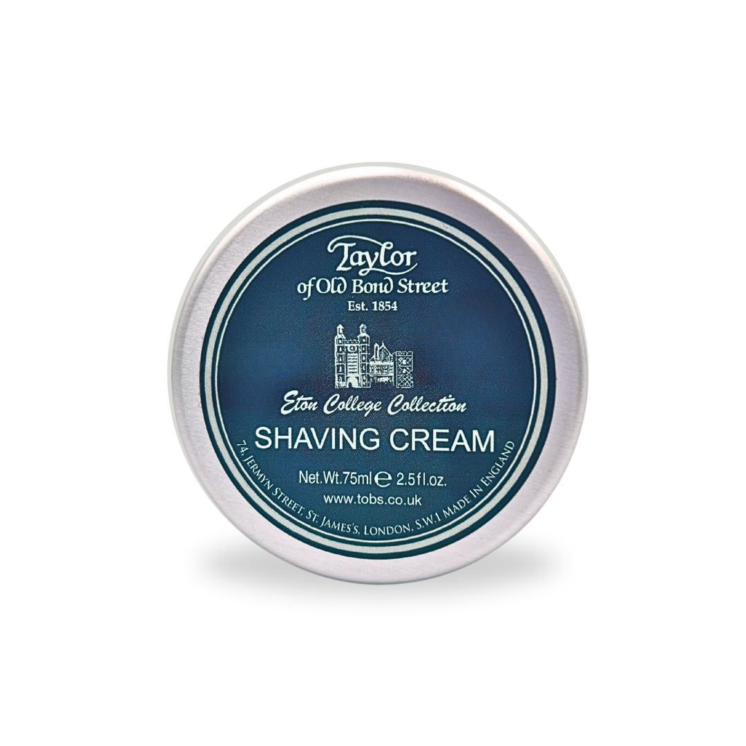 Eton College shaving cream for men in a handy travel size aluminium tin 75ml